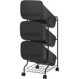 直送・代引不可 スタンド式 ダストボックス/ゴミ箱 【ブラック 19L×3段】 高さ97cm キャスター付き 『スムース』【代引不可】 別商品の同時注文不可