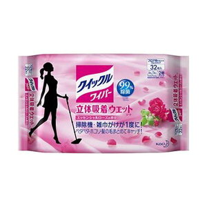 直送・代引不可 (まとめ)花王 クイックルワイパー立体吸着ウエットシート エッセンシャルローズの香り 1セット(96枚:32枚×3パック)【×3セット】 別商品の同時注文不可