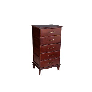 直送・代引不可 チェスト 収納棚 5段 約幅40cm 猫足 ブラウン 木製 桐材 完成品 リビング ダイニング ベッドルーム【代引不可】 別商品の同時注文不可