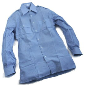 直送・代引不可イタリア空軍放出シャンブレーカッターシャツ ブルー長袖未使用デットストック 14h（M相当）別商品の同時注文不可