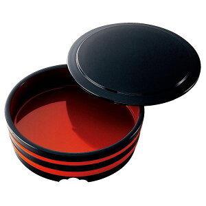 直送・代引不可 7寸 冷し中華桶/和食器 【黒朱ひも 蓋親A】 直径204×64mm 日本製 〔和食 レストラン 居酒屋 店舗 お店〕【代引不可】 別商品の同時注文不可