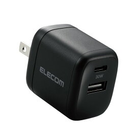 エレコム ELECOM MPA-ACCP30BK USB Type－C 充電器 PD 対応 最大出力30W タイプC ×1 タイプA ×1 GaN 小型 軽量 ACアダプター ブラック MPAACCP30BK