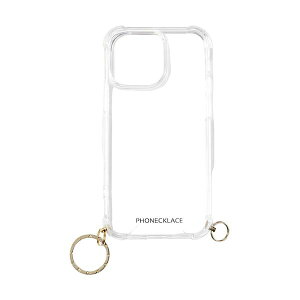 �y���F1�zPN25605I15PM ���� ����s�E�����[�J�[�����s�� PHONECKLACE �t�H���l�b�N���X �X�g���b�v�p�����O�t���N���A�P�[�X for iPhone 15 Pro Max �S�[���h�`���[��