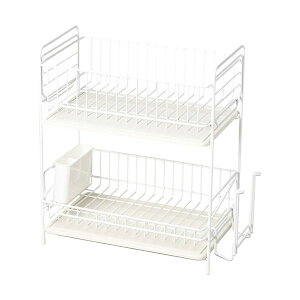 【個数:1個】HB-4988 直送 代引不可・他メーカー同梱不可 パール金属 スキット 珪藻土トレー水切りラック2段スリム ホワイト HB4988