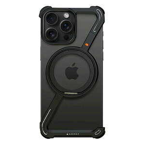 【個数:1個】HR26883I15PM 直送 代引不可・他メーカー同梱不可 HACRAY ハクライ 360 RingStandバンパー for iPhone 15 Pro Max アルミ・ブラック