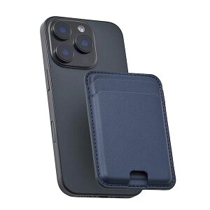 エレコム ELECOM AMS-MAGCDNV MagSafe カードケース iPhone用 2枚収納 レザー風 薄型 マグネット脱着 オープンポケット スマホ カード入れ ネイビー AMSMAGCDNV