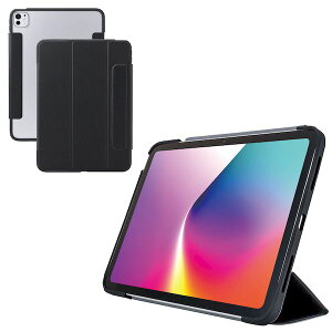 (LINE�N�[�|���L)�G���R�� ELECOM TB-A25PMWVFCBK iPad Pro �P�[�X 11�C���` M4 �}�O�l�b�g���t���b�v 2�A���O�� �X�^���h �y�� ���^ �ϏՌ� �w�ʃN���A �u���b�N TBA25PMWVFCBK