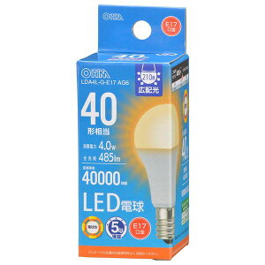 �I�[���d�@ LDA4L-G-E17 AG6 LED�d�� ���` 40�`�����^485 lm�^4�D0W�^�d���F�^E17�^�L�z��210°�^�����Ή��^�f�M�ގ{�H���Ή� LDA4LGE17AG6
