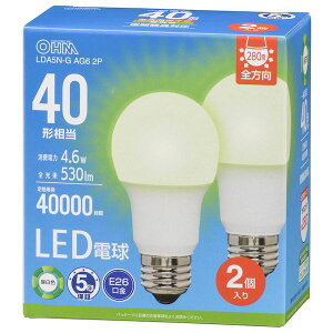 �I�[���d�@ LDA5N-G AG6 2P LED�d�� 40�`�����^530lm�^�����F�^E26�^�S�����z��280°�^4�D6W�^�����Ή� LDA5NGAG62P 2��