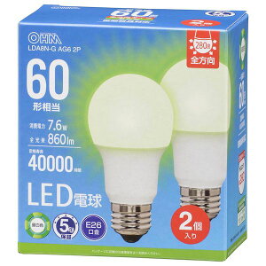 �I�[���d�@ LDA8N-G AG6 2P LED�d�� 60�`�����^860lm�^�����F�^E26�^�S�����z��280°�^7�D6W�^�����Ή� LDA8NGAG62P 2��
