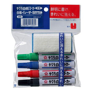 サクラクレパス WBK4ES-P 【1個入】 白板マーカー中字用4色イレーザーSセット WBK4ESP ステーショナリー オフィス用品 日用品雑貨 リビング 事務用品 スクール 仕事場 ギフト