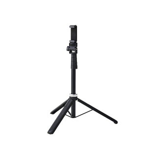 ELECOM エレコム P-STCFWL01BK スマホ カメラ 三脚 自撮り棒 2WAY コンパクト 最大約141cm スマホホルダー付 スマホスタンド ブラック PSTCFWL01BK