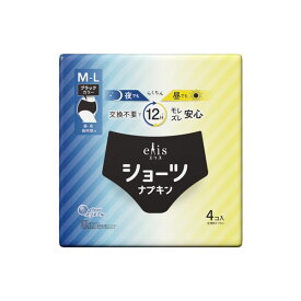 【同梱不可】【お一人さま1点限り】大王製紙 4902011106480 エリスショーツM～L昼・夜長時間用ブラックカラー4枚x18パック