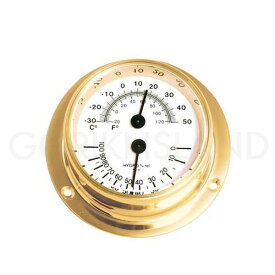 ゴーリキアイランド 710214 真鍮製温湿度計 金色 Sタイプ 真鍮 アンティーク調 湿度計 温度計