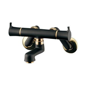 カクダイ 128-015-D 2ハンドル混合栓マットブラック 128015D KAKUDAI 水栓金具 壁付 神楽【キャンセル不可】