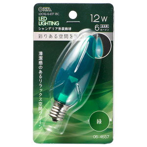 オーム電機 06-4657 LEDシャンデリア球 装飾用/1.2W/6lm/クリア緑色/C32/E17 LDC1G−G−E17 13C 064657