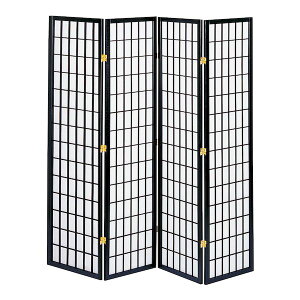 【個数:1個】弘益 JP-M180-4(BK) 直送 代引不可・他メーカー同梱不可 【完成】和風衝立4連 ブラック JPM1804(BK)