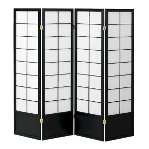 【個数:1個】弘益 JP-S150-4(BK) 直送 代引不可・他メーカー同梱不可 【完成】和風衝立4連 ブラック JPS1504(BK)