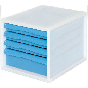 ナカバヤシ A4E-P04KB/B A4レターケース一体 PP 浅3段深1段 ブルー A4EP04KB/B