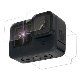 エレコム ELECOM AC-GP9BFLPAFFG GoPro HERO9 Black用 ガラスフィルム 親水性 耐衝撃 指紋防止 光沢 ゴープロ9 前面、背面、レンズ用各1枚 ACGP9BFLPAFFG