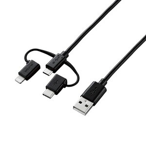 (LINE�N�[�|���L)�y���F1�zMPA-AMBLCAD03BKX5 ���� ����s�E�����[�J�[�����s�� 5�Z�b�g �G���R�� �X�}�[�g�t�H���pUSB�P�[�u���^3in1�^microUSB�{Type�|C�{Lightning�^0�D3m�^�u���b�N