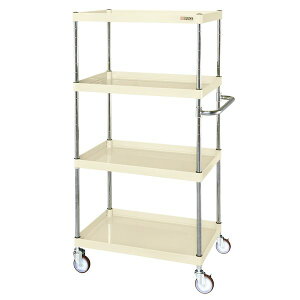 【個人宅配送不可】サカエ SAKAE CSP-75154YI 直送 代引不可・他メーカー同梱不可 CSパールワゴン 中量タイプ/ゴム車/H1500/4段/直進安定金具付 CSP75154YI