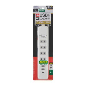 朝日電器 ELPA WLS-4322SUC(W) コード付USBタップPD20W WLS4322SUC(W)