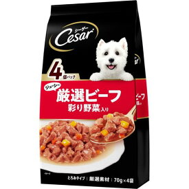 マースジャパンリミテッド 4902397864578 CPM9 シーザー ジューシー厳選ビーフ入り 彩り野菜入り 70g×4袋