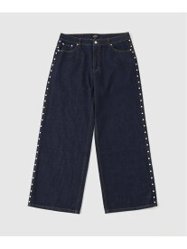 AFB / エーエフビー SUPER BAGGY STUDDED PANTS 417 EDIFICE フォーワンセブン エディフィス パンツ スラックス・ドレスパンツ ネイビー【送料無料】[Rakuten Fashion]