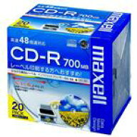 マクセル データ用CD-R 700MB 48倍速対応 インクジェットプリンタ対応 20枚入り ホワイトレーベル CDR700…
