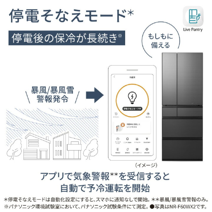 楽天市場】パナソニック 601L 6ドア冷蔵庫 オニキスミラー NR-F60WX2-X 