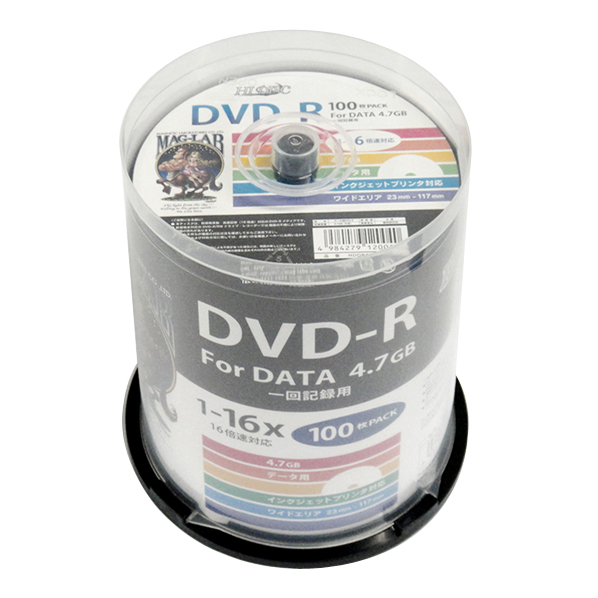 インクジェットプリンタ対応 磁気研究所 データ用DVD-R 4.7GB 最新作の KNSP 新登場 HDDR47JNP100 1-16倍速対応 100枚入り