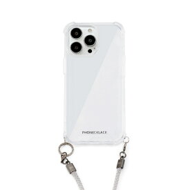 PHONECKLACE iPhone 14 Pro用ロープショルダーストラップ付きクリアケース グレー PN23873I14PGR [PN23873I14PGR]