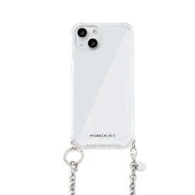 PHONECKLACE iPhone 14 Plus用チェーンショルダーストラップ付きクリアケース シルバー PN23892I14MSV [PN23892I14MSV]