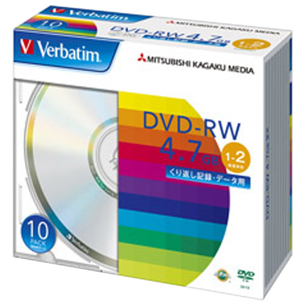 保存安定性に優れ 繰り返し記録に強い独自開発の記録層SERL 舗 Verbatim データ用DVD-RW DHW47N10V1 実物 1-2倍速 10枚入り 4.7GB