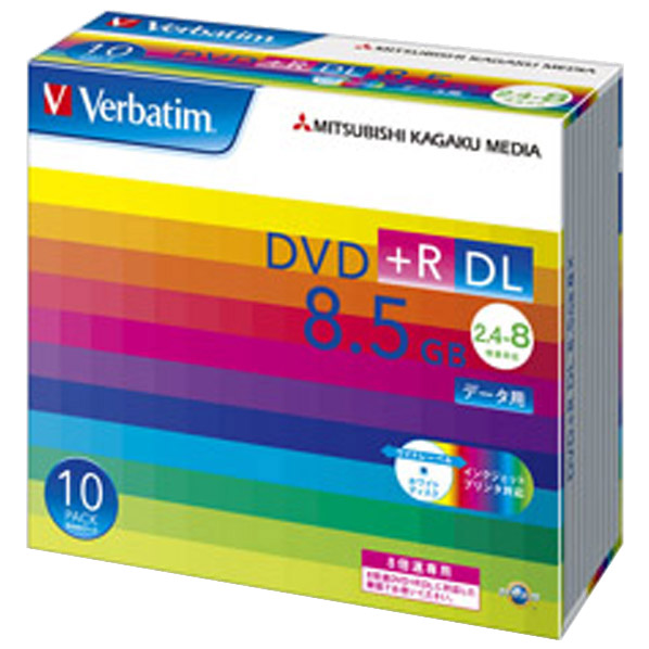 対応インクジェットプリンタでレーベル印刷可能 Verbatim データ用DVD+R 正規店仕入れの DL 8.5GB 10枚入り SSPP DTR85HP10V1 2.4-8倍速 インクジェットプリンタ対応 初売り