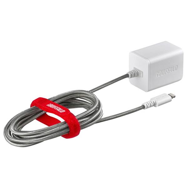 BUFFALO 2．4A USB急速充電器 ケーブル一体型タイプ 1．5m iPod iPhone お値打ち価格で 新作通販 BSMPA2403LC1WH iPad用 BLAP ホワイト
