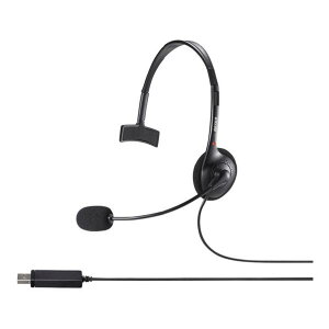 BUFFALO 片耳ヘッドバンド式モノラルヘッドセット USB接続 ブラック BSHSHUM110BK [BSHSHUM110BK]【SPPS】