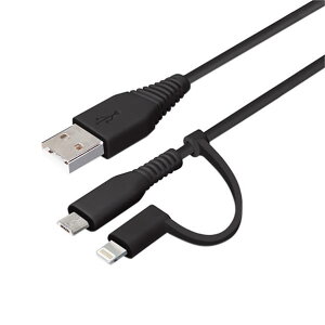 PGA ϊRlN^t 2in1 USBP[u(Lightning&micro USB) 1m ubN PG-LMC10M03BK [PGLMC10M03BK]ySPSPz