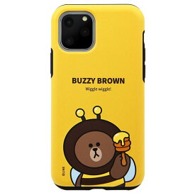 LINE FRIENDS iPhone 11 Pro用ケース JUNGLE BROWN DUAL GUARD バジーブラウン KCJ-DJT002 [KCJDJT002]