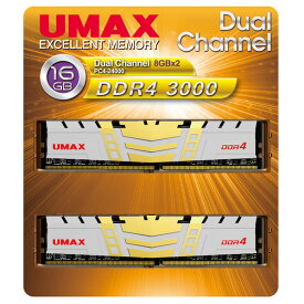 【6/1限定 エントリーで最大P5倍】UMAX デスクトップ用メモリー(8GB×2) DUAL CHANEL 8GB X2 16GB DDR4 3000 PC4-24000 288PIN DIMM UM-DDR4D-3000-16GBHS [UMDDR4D300016GBHS]