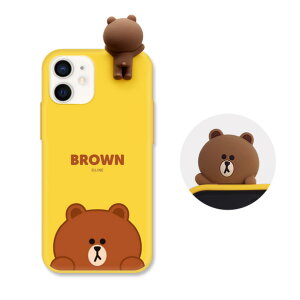LINE FRIENDS iPhone 12 miniptBMAtJ[\tgP[X SNEAK PEEK BROWN KCE-CSB024 [KCECSB024]