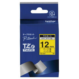 ブラザー ラミネートテープ(黒文字/黄/12mm幅) TZE-631 [TZE631]