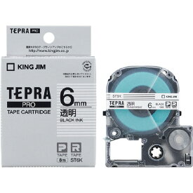 キングジム テプラ PROテープカートリッジ 透明ラベル 6mm幅 透明/黒文字 ST6K [ST6K]【MAAP】