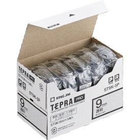 キングジム テプラ PROテープエコパック 透明ラベル 9mm幅 透明/黒文字(5個入り) ST9K5P [ST9K5P]
