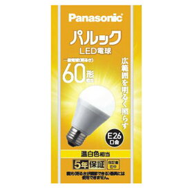 パナソニック LED電球 E26口金 全光束810lm(7．0W一般電球タイプ) 温白色相当 パルック LDA7WWGK6 [LDA7WWGK6]【MAAP】