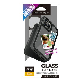PGA iPhone 14 Pro Max用ガラスフリップケース ブラック PG-22SGF01BK [PG22SGF01BK]【JPSS】