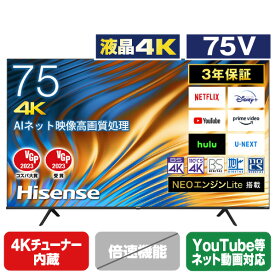 ハイセンス 75V型4Kチューナー内蔵4K対応液晶テレビ A6Hシリーズ 75A6H [75A6H](75型/75インチ)【RNH】