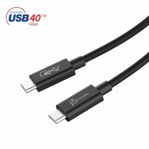 j5 create USB4 Gen3 USB-C to C �t���@�\�P�[�u��(0�D8m) �u���b�N JUC28L08 [JUC28L08]