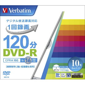 Verbatim 録画用DVD-R 4．7GB 1-16倍速 CPRM対応 インクジェットプリンタ対応 10枚入り VHR12JP10V1 [VHR12JP10V1]【JPSS】